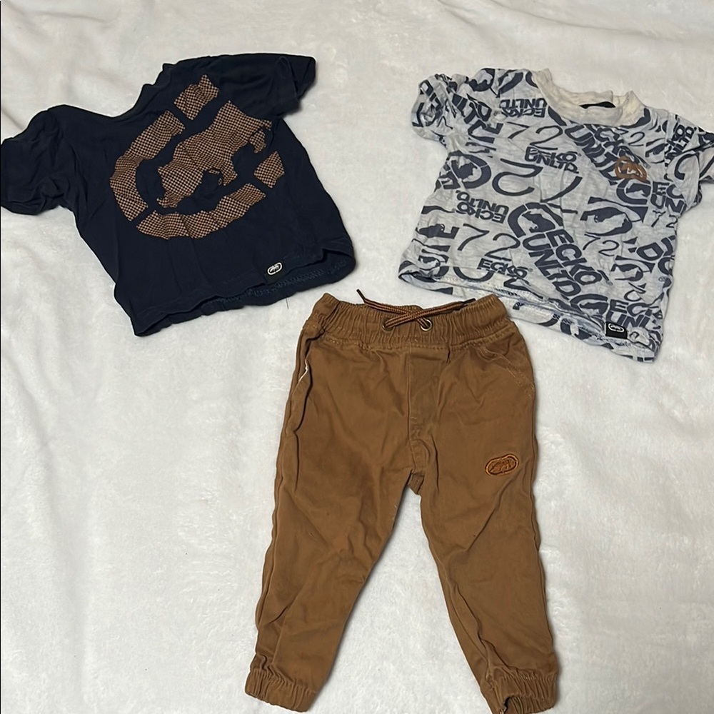 Children's Graphic T-Shirts and Brown Pants Set